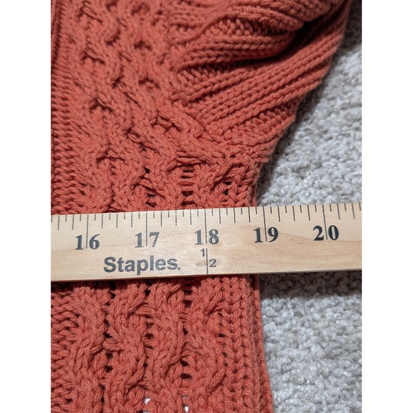 Aeropostale Cropped Cable Knit Hoodie Coral Cold Shoulder Tie Y2K Waist Size S - Picture 3 of 6